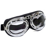 Steampunk Silver Aviator Goggles, bulky with foam lining.
