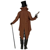 Steampunk tailcoat costume brown back view long coat