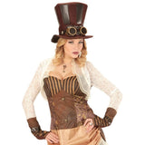 Soft steampunk top hat with goggles for themed costumes