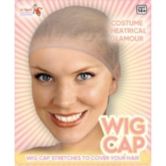 Nude stocking wig cap with stretch fit for secure wig application