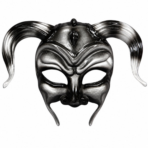 Black and silver Stone Cold Demon mask with curved horns