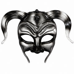 Black and silver Stone Cold Demon mask with curved horns