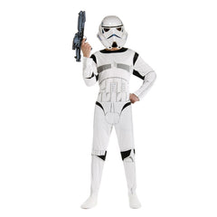 Adult Stormtrooper costume with white printed jumpsuit and character mask – Star Wars fancy dress