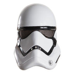 Adult-sized Stormtrooper half mask featuring the iconic white and black helmet design from Star Wars, made for easy wear and costume comfort.