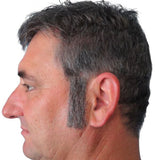 Sideburns 70's Curved Human Hair in grey.
