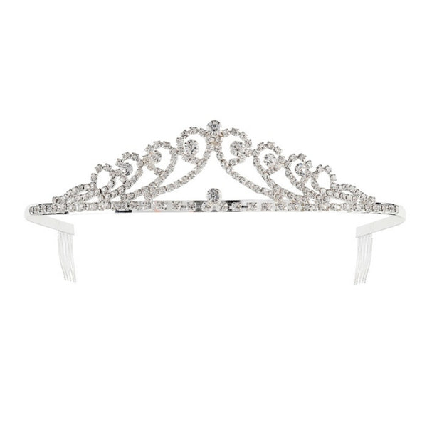 silver crown tiara clear stones costume