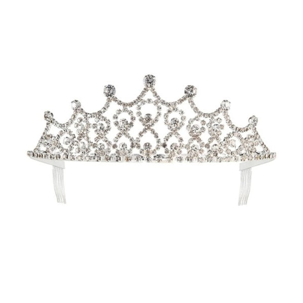 Silver strass tiara with clear stones princess costume accessory