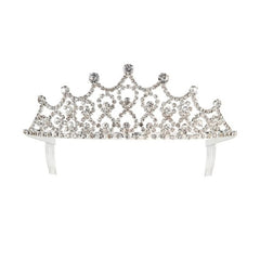 silver tiara clear stones costume headpiece