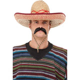 Oversized straw sombrero with red trim and tie cord – Click & Collect only Mexican party hat