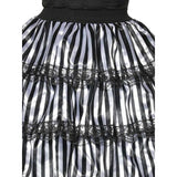 striped black and white layered skirt with elastic waist.