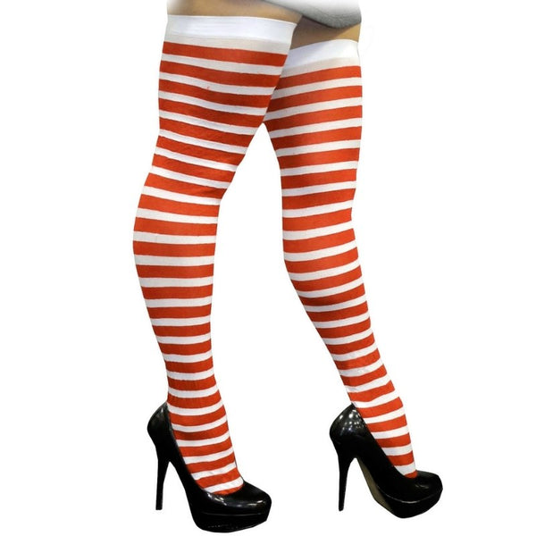 Stripe Thigh High Stockings by Rebel Legs , red and white stripe.
