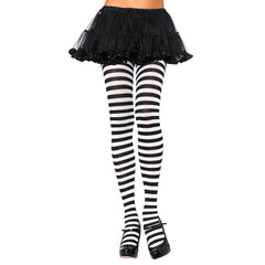 Black and white striped tights adult costume hosiery