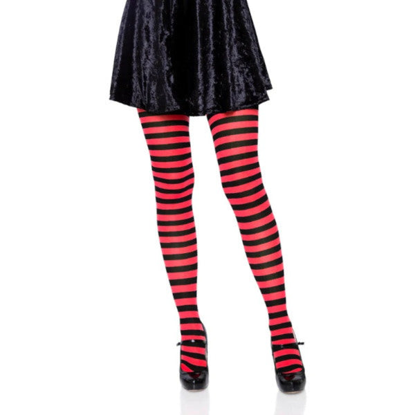 Red and black striped tights adult costume hosiery