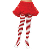 Red and white stiped tights adult costume hosiery