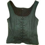 Green corset vest on a white background