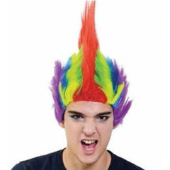 1970s punk mohawk wig with red cone