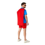 Male superman short sleeve shirt, cape and shorts