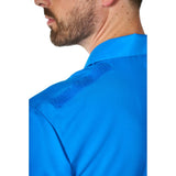 close up of shirt with velcro to attach cape