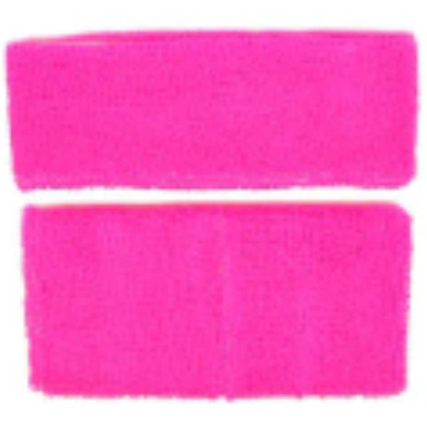 pink sweatband set headband and wristbands 80s costume accessory