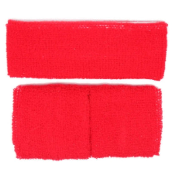 red sweatband set headband and wristbands 80s costume accessory