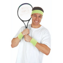 Sweatbands - Neon Green, terry toweling wrist bands and headband.