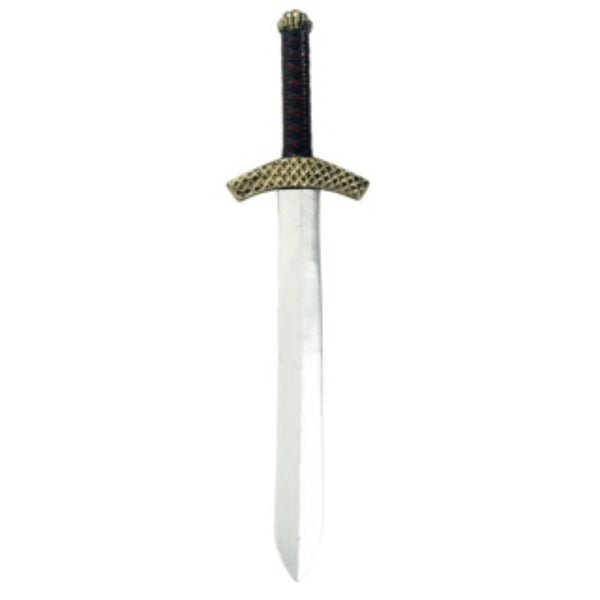 71cm sword with silver blade and leather-look handle, ideal for knight or medieval costumes