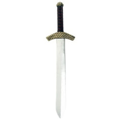 71cm sword with silver blade and leather-look handle, ideal for knight or medieval costumes