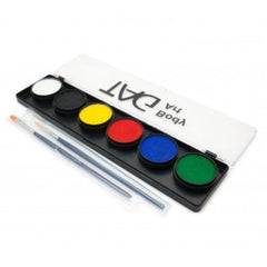 TAG Palette 6 X 10g Face & Body Paint, primary colours with 2 brushes.