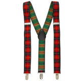 Red check tartan braces adjustable for costume wear