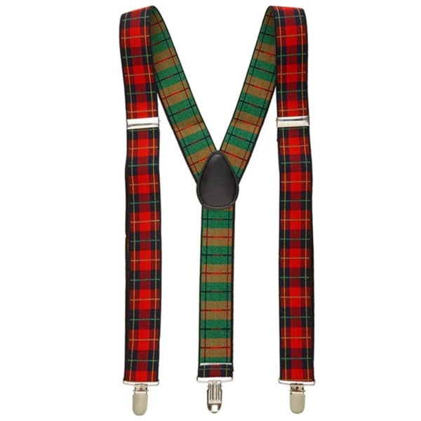Red check tartan braces adjustable for costume wear