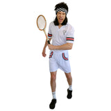 I Play For Cash adult Tennis Costume with shirt shorts and headband front view