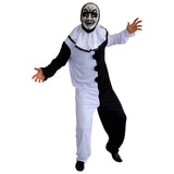Terrifying Clown adult Halloween costume with jumpsuit and collar front view