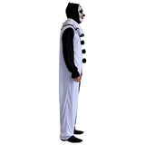 Terrifying Clown adult Halloween costume with jumpsuit and collar side view