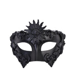 Tesla Roman Masquerade Mask, black matt mens mask with roman detail.