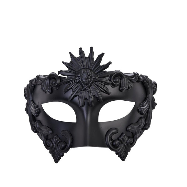 Tesla Roman Masquerade Mask, black matt mens mask with roman detail.
