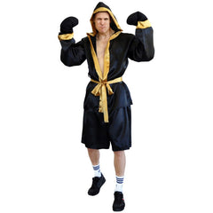 The Champ men’s boxing fancy dress costume with robe, shorts, belt and gloves
