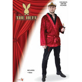 The Heff smoking jacket costume with velvet finish and satin trim