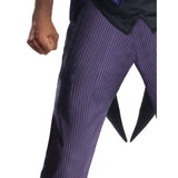 the joker adult costume, purple striped pants.