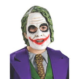 The joker deluxe child costume, includes latex mask with hair and printed feature details.