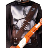 The Mandalorian Classic Child Costume  close-up of digitally printed bodice showing detailed armour, bandolier, and chest plate design.