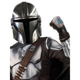 The Mandalorian Premium Child Costume – close-up of moulded EVA half-face mask with mesh eye covering, padded chest armour with detailed print, and fingerless gloves with printed design for an authentic bounty hunter look.