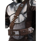 The Mandalorian Premium Child Costume – close-up of digitally printed chest armour, 3D moulded belt and bandolier with realistic paint detailing for a true-to-character Star Wars appearance.