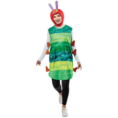 Adult Very Hungry Caterpillar costume tabard with antennae headpiece