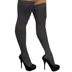 Thigh high stockings in white.