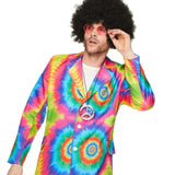 Tie dye suit for men, button up jacket and trousers with flare.