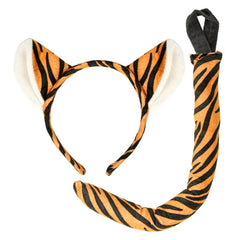 Tiger accessory set with tiger ears headband and matching striped tail