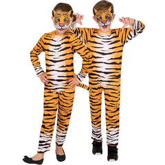 Tiger costume for children with jumpsuit and mask for Book Week, jungle and zoo dress-up