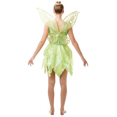 Adult Tinker Bell fairy costume with layered green tutu and detachable glitter wings
