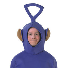 Tinky Winky Teletubbies Deluxe Costume, purple foam jumpsuit with pocket inside for a cushion, separate head includes ears.