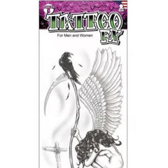 Tinsley FX Temp Tattoo - Angel of Death includes, angel, crow, sickle and cross.